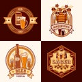 Set of beer logos in simple geometric style Royalty Free Stock Photo