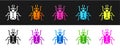 Set Beetle bug icon isolated on black and white background. Vector Royalty Free Stock Photo