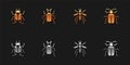 Set Beetle bug, , Mosquito and Chafer beetle icon. Vector