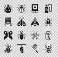 Set Beetle deer, Fireflies bugs in a jar, Book about insect, Butterfly, Hive for bees, Ladybug and icon. Vector
