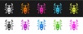 Set Beetle deer icon isolated on black and white background. Horned beetle. Big insect. Vector Royalty Free Stock Photo
