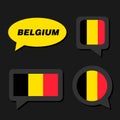 Set of Belgium flag in dialogue bubble