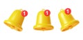 Set of Bells Icon with new message Royalty Free Stock Photo