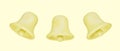 Set of Bells Icon with yellow colors. Realistic 3d object. Isolated on yellow background. Vector illustration Royalty Free Stock Photo