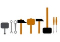 Set of bench tools on a white background. Royalty Free Stock Photo