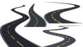 Set of Bending roads and highways isolated on white background. vector illustrations Royalty Free Stock Photo