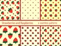 Set berries strawberries and raspberries seamless pattern Royalty Free Stock Photo