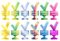 Set of Best Choice trophy rainbow colored gradient. Award for super goods