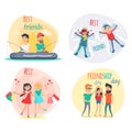 Set of Best Friends and Friendship Day Flat Design Royalty Free Stock Photo