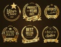 Collection of best seller award label icon design with laurel wreath Royalty Free Stock Photo