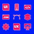 Set Bezier curve, UI or UX design, Web development, Layers, Website statistic, Front end and icon. Vector Royalty Free Stock Photo