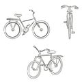 Set of bicycle drawing by lines Royalty Free Stock Photo