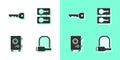 Set Bicycle lock, Key, Safe and Casting keys icon. Vector Royalty Free Stock Photo