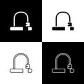 Set Bicycle lock U shaped industrial icon isolated on black and white background. Vector Royalty Free Stock Photo