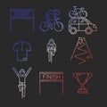 Set of 9 Bicycle Race modern linear icons Royalty Free Stock Photo