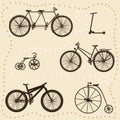 Set of Bicycle Silhouettes Royalty Free Stock Photo