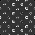 Set Bicycle sprocket crank, Stopwatch, and chain on seamless pattern. Vector Royalty Free Stock Photo