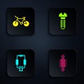 Set Bicycle suspension, , Mobile holder and Metallic screw. Black square button. Vector