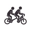 Set with bicycle tandem and people pictograms