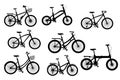 Set Bicycles of silhouette vector illustrations Royalty Free Stock Photo
