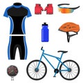 Set of bicycling icons vector illustration isolated on white background. Royalty Free Stock Photo