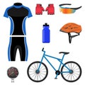 Set of bicycling icons vector illustration on white background. Royalty Free Stock Photo