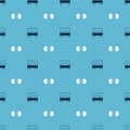 Set Big bed and Dumbbell on seamless pattern. Vector Royalty Free Stock Photo