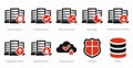 A set of 10 big data icons as server security, verified server, share drive data