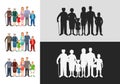 Set of big happy families. Father, mother, son, daughter, grandfather, grandmother, baby. Royalty Free Stock Photo