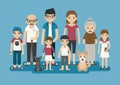 Set of big happy family character Royalty Free Stock Photo