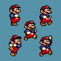 Set of big Mario moves, art of 16-bit Super Mario Bros classic video game, pixel design vector illustration. Super Mario Bros is