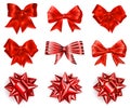 Set of big red bows Royalty Free Stock Photo