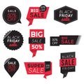 Set of Big Sale Discount Black Friday Banners, Labels, Badges. Promotion Marketing. Royalty Free Stock Photo
