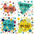 Set of big sale special offer square banners on white background.