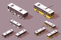 Set big and small bus trolley for transportation of people. Royalty Free Stock Photo