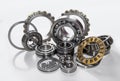 A set of big and small stainless balls and various ball bearings and roller bearings