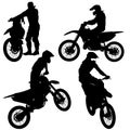 Set of biker motocross silhouettes, Vector illustration