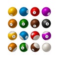 Set of billiard balls isolated on white background. Vector Royalty Free Stock Photo