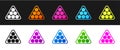 Set Billiard balls in a rack triangle icon isolated on black and white background. Vector Royalty Free Stock Photo