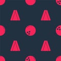 Set Billiard triangle and Bowling ball on seamless pattern. Vector Royalty Free Stock Photo
