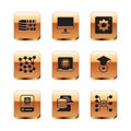Set Binary code, Artificial intelligence AI, Server, Data, Processor CPU, Neural network, Computer api interface, and Royalty Free Stock Photo