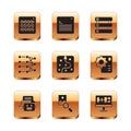 Set Binary code, Chat bot, Photo retouching, Neural network, Server, Data, Algorithm and Web developer programming icon Royalty Free Stock Photo