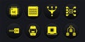 Set Binary code, Neural network, Chat bot, Processor CPU, Funnel filter, Server, Data and icon. Vector Royalty Free Stock Photo