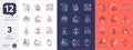 Set of Binary code, Presentation time and Graph chart line icons. For design. Vector