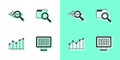Set Binary code, Search data analysis, Pie chart infographic and with folder icon. Vector Royalty Free Stock Photo