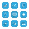 Set Binary code, Search with folder, Data analysis, Processor CPU, Pie chart infographic, Server and Financial growth Royalty Free Stock Photo
