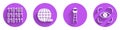 Set Binary code, Social network, Watch tower and Eye scan icon with long shadow. Vector