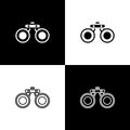 Set Binoculars icon isolated on black and white background. Find software sign. Spy equipment symbol. Vector Royalty Free Stock Photo