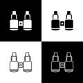 Set Binoculars icon isolated on black and white background. Find software sign. Spy equipment symbol. Vector Royalty Free Stock Photo