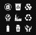 Set Bio fuel canister, Recycle bin with recycle symbol, Recycling plastic bottle, Plastic, Sprout hand of environmental Royalty Free Stock Photo